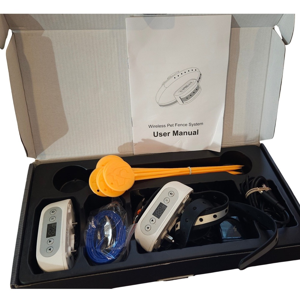 Wireless GPS Dog Fence System 2 Collar Transmitter User Manual Boundary Training